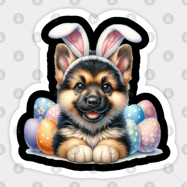 Puppy German Shepherd Bunny Ears Easter Eggs Happy Easter Sticker by SuperMama1650